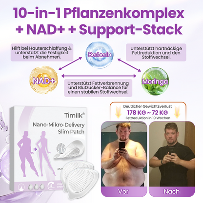 Timilk® Nano-Mikro-Delivery Slim Patch — Moringa · Berberin × NAD+ 10-in-1